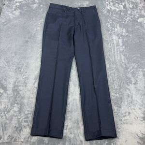 Incotex Benson Wool Dress Pants Trousers Mens Sz 32 Navy Blue Flat Front Slowear